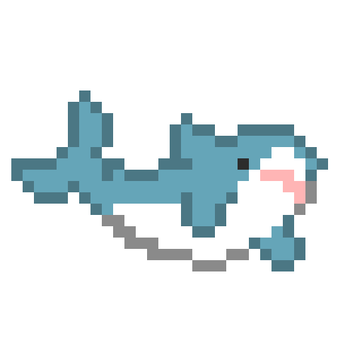 Pixel art Blahaj shark